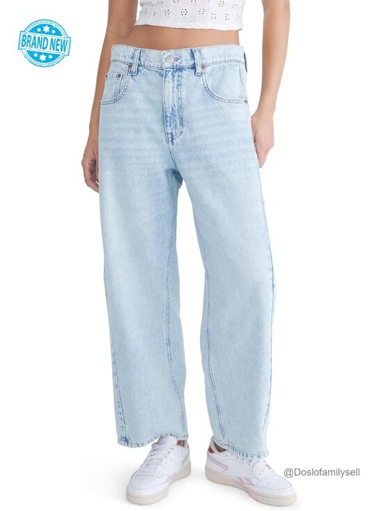 Denim - Mid-Rise Barrel Leg Jean, Slouchy Relaxed Fit, Recycled Cotton, Rigid Denim,